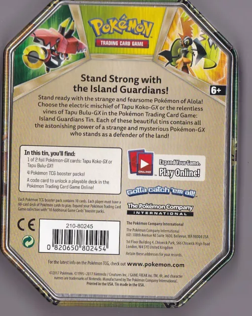 Pokemon Island Guardians TAPU KOKO- GX 2017 Tin TCG 2