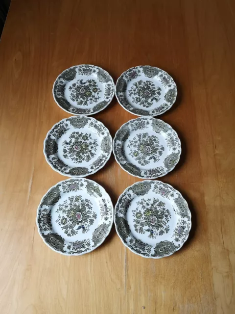 6 x Vintage Ridgway Of Staffordshire Windsor Green Tea Side Plate
