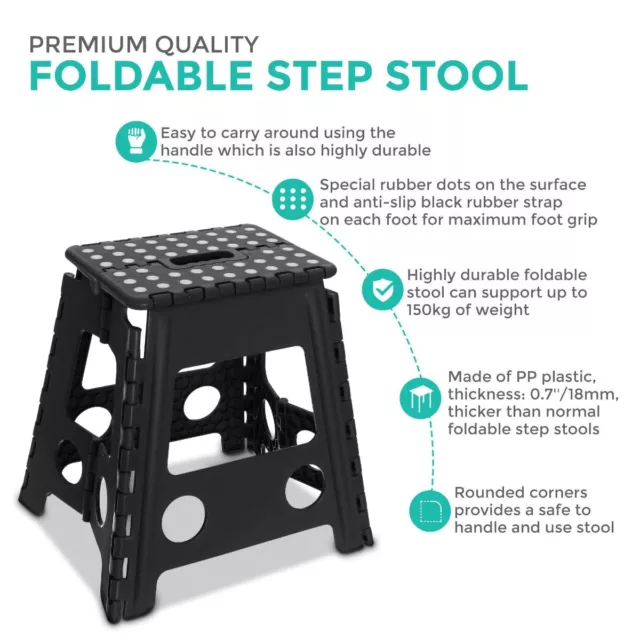 Multi Purpose Plastic Folding Step Stool Home Kitchen Easy Storage Foldable Seat