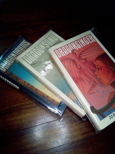 All 3 Signed by Anne McCaffrey Dragonsinger Dragonsong Dragondrums 1978 1979 HC
