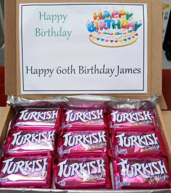 Caja de chocolate personalizada FRITOS TURCOS DELICIA obstaculizador selección regalo de cumpleaños
