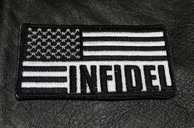 Infidel Us American Flag  B/W  Hook Patch