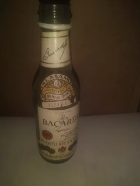 Ron Bacardi Puerto Rican Rum 1/10 Pint Glass Miniature Bottle empty