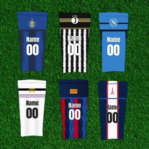 Customised European Football Club Shin Sleeve -Your Name & Shirt Number