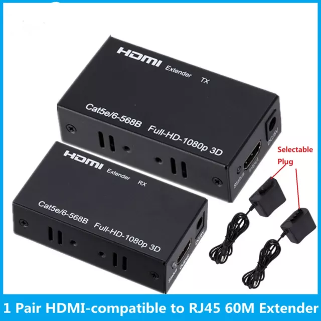 Extensor HDMI 60M RJ45 1080P adaptador de red HDMI por extensor LAN CAT5e CAT6 CAT6 h 2