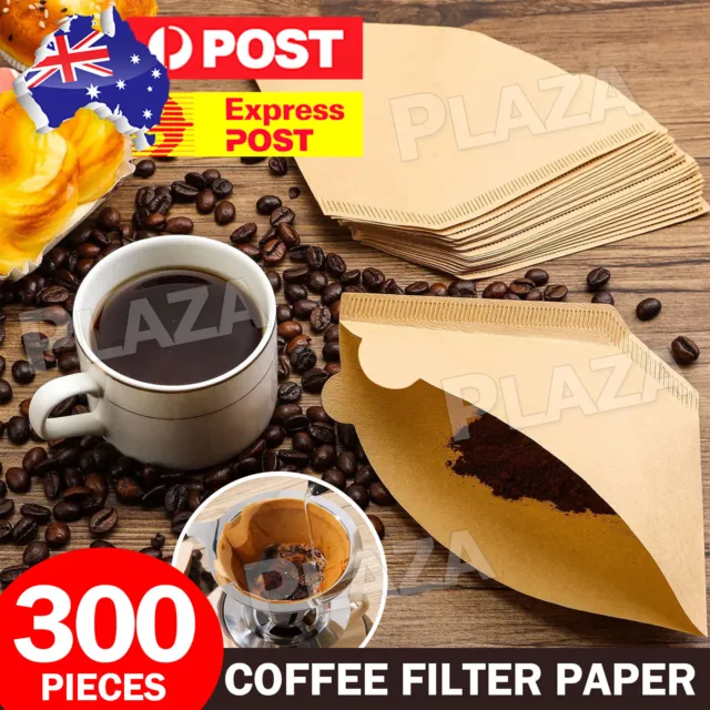 300pcs Size 2 Unbleached Coffee Filter Paper Drip Pour Over Cone Made Perfection