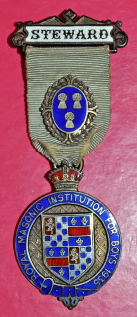 RMIB 1935 masonic festival stewards jewel sterling silver hallmark