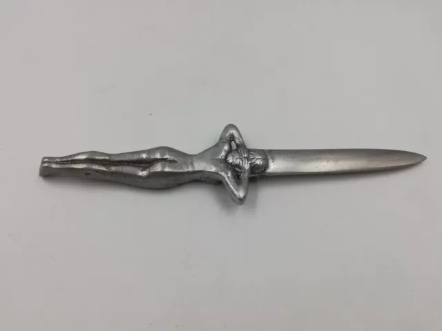 WW2 Superb Aluminium Nude Lady Trench Art Letter Opener/Page Turner Naples 1945 3