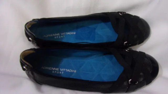 ADRIENNE VITTADINI SPORT Women's Black Patent Leather Comfort Flat Shoes Size -8