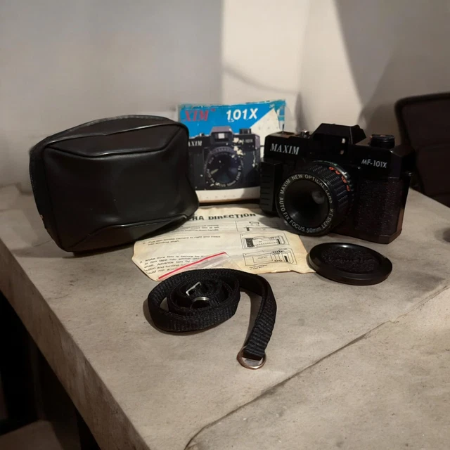VINTAGE MAXIM 101X 35mm Auto Standard Camera Box Case Strap & Lens ...
