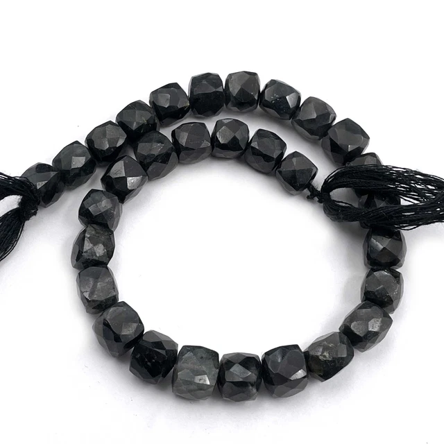 Naturel Noir Rutile Cube Facettes Briolette Gemmes Perles 151 CT 8 MM 25.4cm