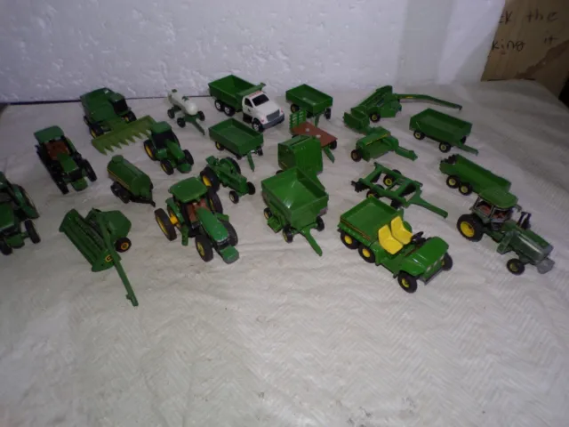 Lot of 22   1/64 Scale JOHN DEERE Tractors and Implements Farm Toys
