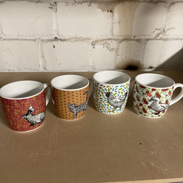 4 Stück SET Linvosges Kaffeetassen Kaffeebecher Tiermotiv ca. 200ml Tassen Beche