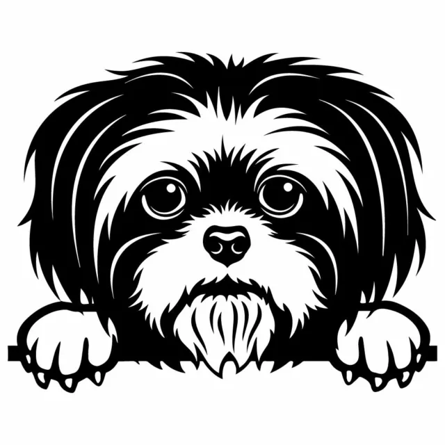 5" PEEKING SHIH TZU Vinyl Decal Sticker Car Window Laptop Rescue Pet Dog Puppy