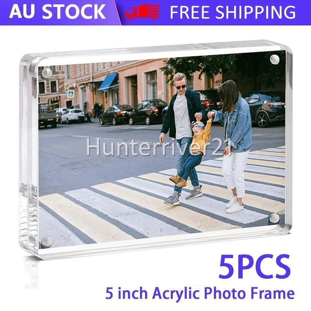 5PACK Clear Acrylic Photo Frame Double-Sided Magnetic Picture Frame Frameless AU