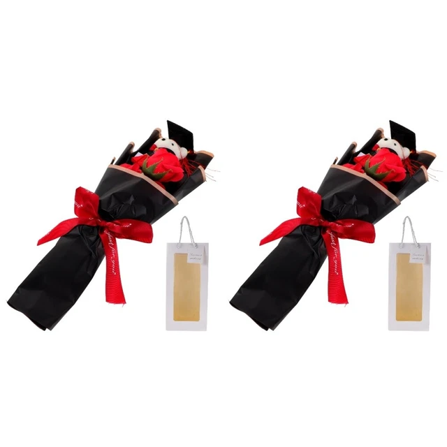 Confezione da 2 mazzo da laurea tessuto peluche grado mazzo da orso artificiale