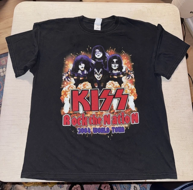VINTAGE KISS 2004 Rock The Nation World Tour Shirt Band Tee Double