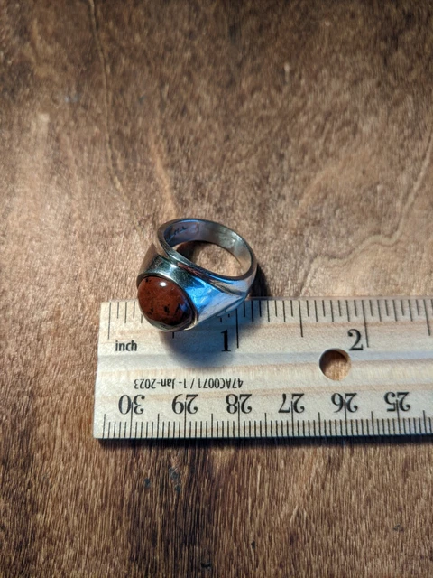 Heavy Taxco Sterling Silver Bloodstone Ring Size 7, 15g