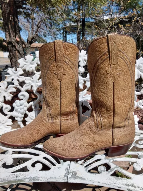 10.5D Full Sharkskin San Antonio Lucchese Vintage  Exotic Cowboy Western Boots