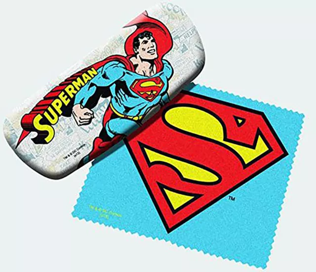 Spoontiques Padded Superman Eye Glass Case with Matching Lens Cloth