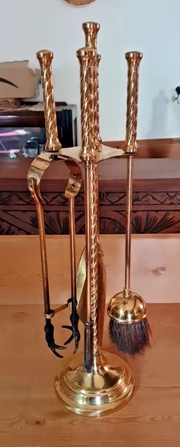 Supporto e strumenti vintage ferri da fuoco in ottone massiccio