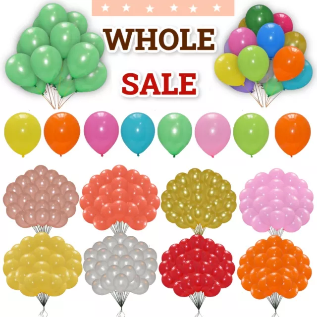 WHOLESALE Job Lot Mix Colour 10" Latex Plain Balloons LARGE High Quality baloons