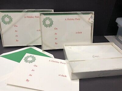 Crane & Co Vintage Invitations Embossed holiday Party Christmas Wreath 3 Boxes