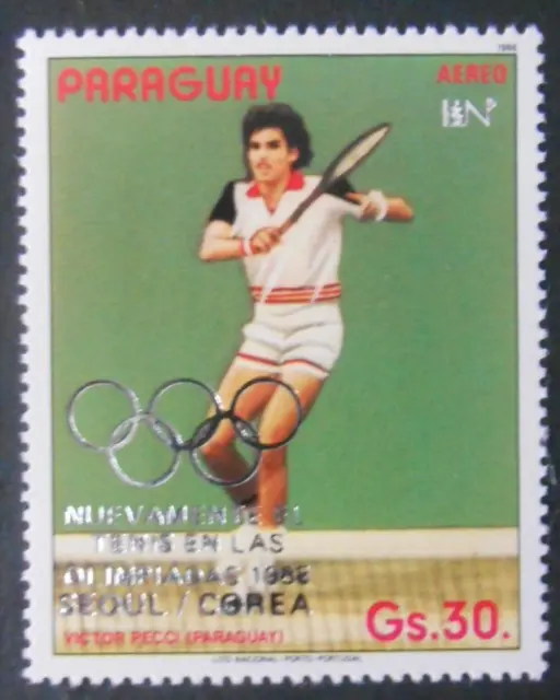 Paraguay 1987, Tennis, Olympische Spiele, Flugpost, mit Aufdruck, ** postfrisch