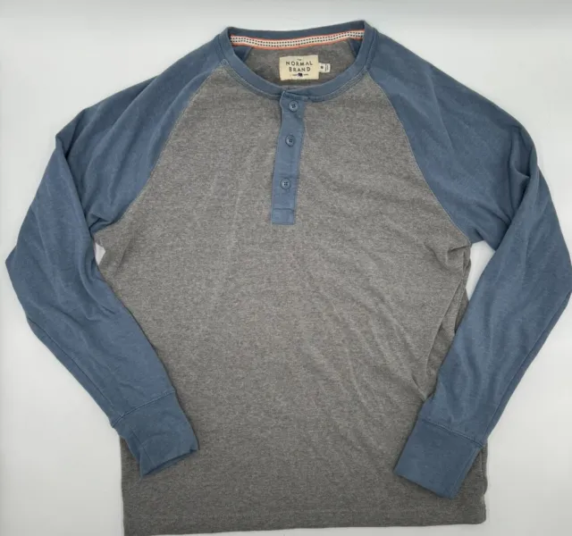 The Normal Brand Shirt Mens Medium Blue Gray Long Sleeve Henley Knit