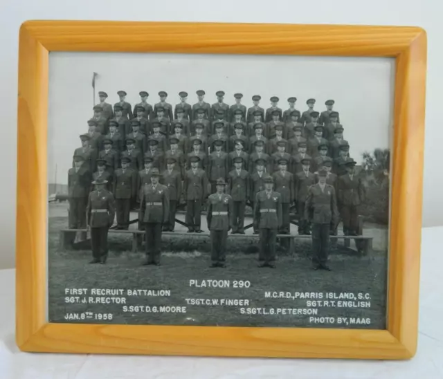 Vtg USMC Platoon 290 1st Recruit Battalion MCRD Parris Island SC 1958 Photo 8X10