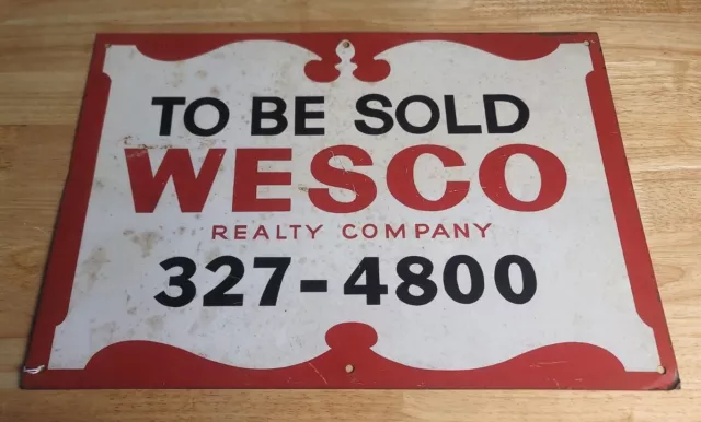 Vintage Wesco Realty Company Tin Sign