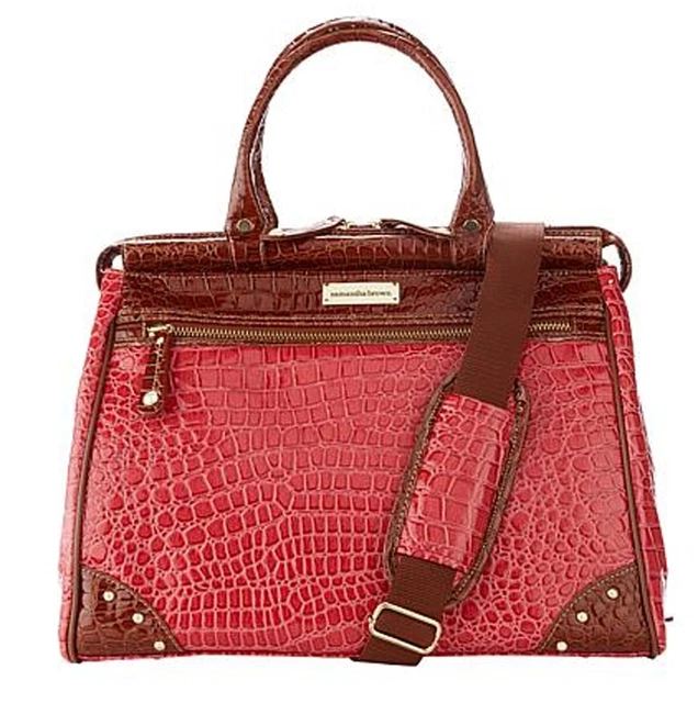 Samantha Brown Croco-Embossed Dowel Travel Bag (Watermelon) RARE Old Stock