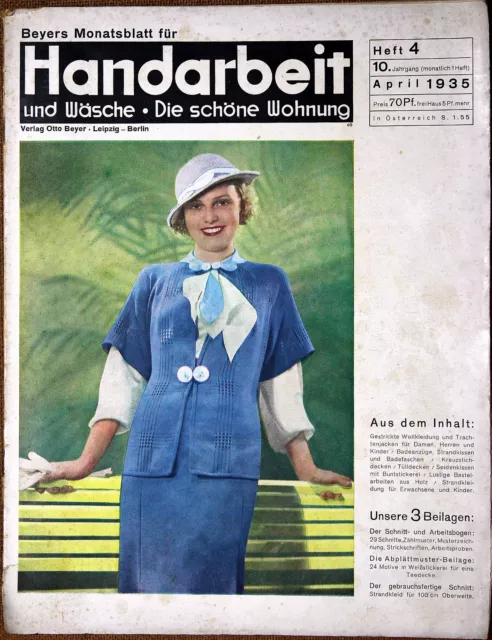 Bayers Handarbeit und Wäsche Strickmoden Nr.4/1935 mit Schnittmusterbogen