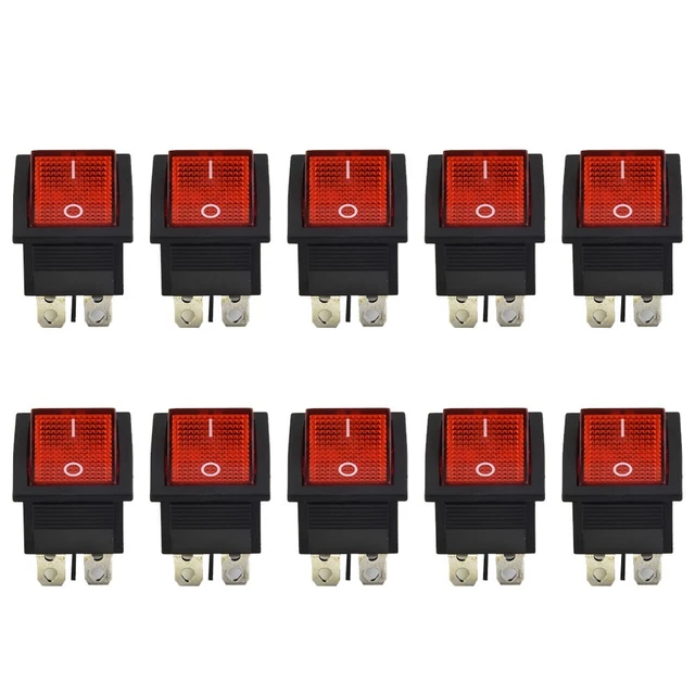 Su / Spento Interruttore a Bilanciere 20A/125V AC Single Throw Barca 10pcs Rosso