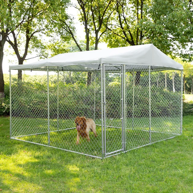 LARGE DOG KENNEL Run Cage Galvanized Steel Fence Pet Playpen Enclosure