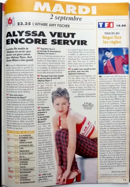 ALYSSA MILANO => COUPURE DE PRESSE 1 page 1997 / FRENCH CLIPPING
