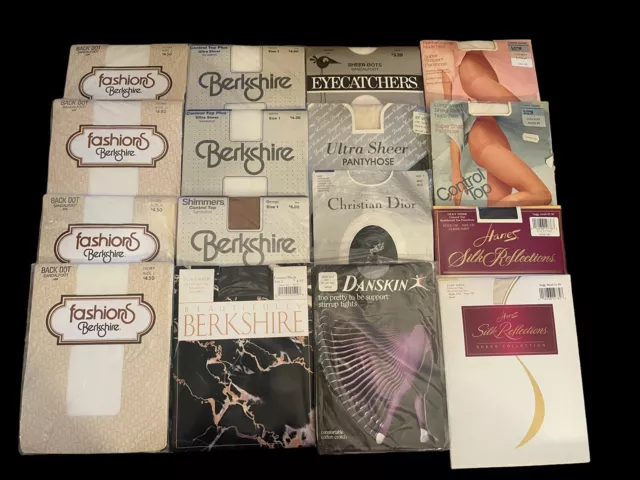 16 Vtg Pantyhose Lot Berkshire Eyecatchers Dior Hanes JC Penney Sheer Sissy Gay