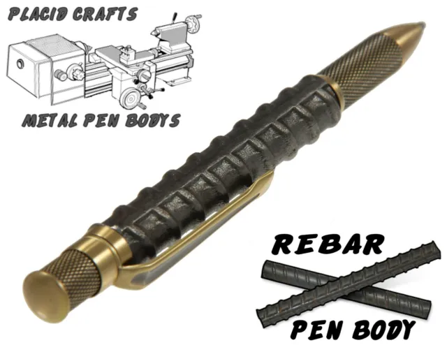 Knurl Ballpoint Pen with Genuine Rebar Body & Antique Brass Hardware / #61