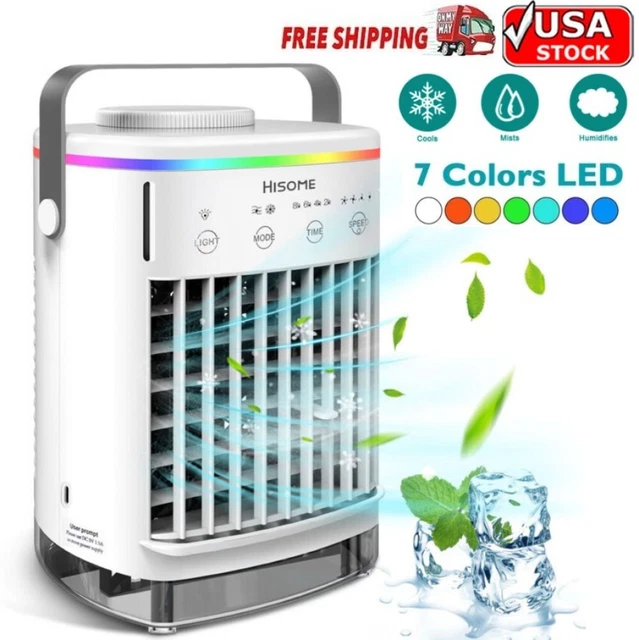 Portable Air Cooler Fan LED Mini AC Air Conditioner Personal Cooling Humidifier