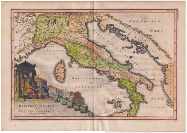 1701, Mappa dell'Italia, incisione su rame, dal Cellario Cellarius acquaforte