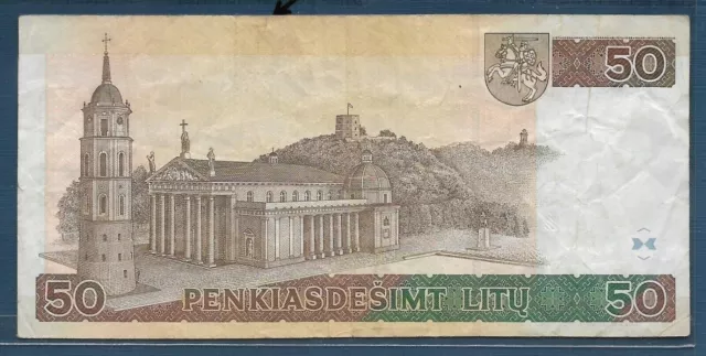 Lithuania 50 Litu P-61 1998 Pre Euro Rare Lithuanian Currency Money Bank Note 3