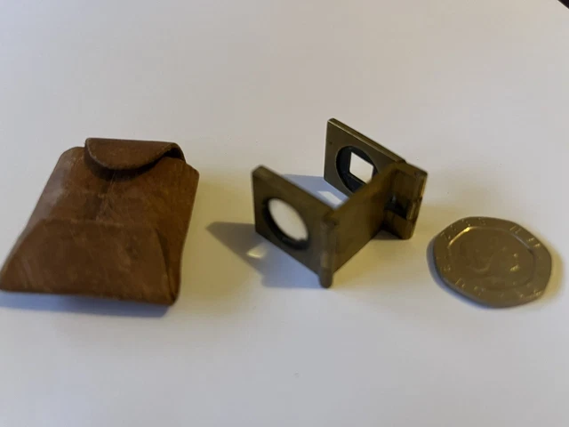 Vintage Brass Magnifying Glass Folding Loupe For Stamps