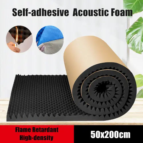 1Pc 50x200cm Acoustic Foam Self-adhesive Sound Insulation Panel Studio Wall