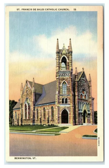 Postcard St Francis de Sales Catholic Church, Bennington VT H21