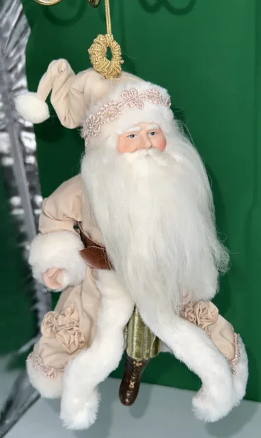 Victorian Santa Claus Ornament 10” Faux Fur Trim Coat  Dillards Trimming? READ