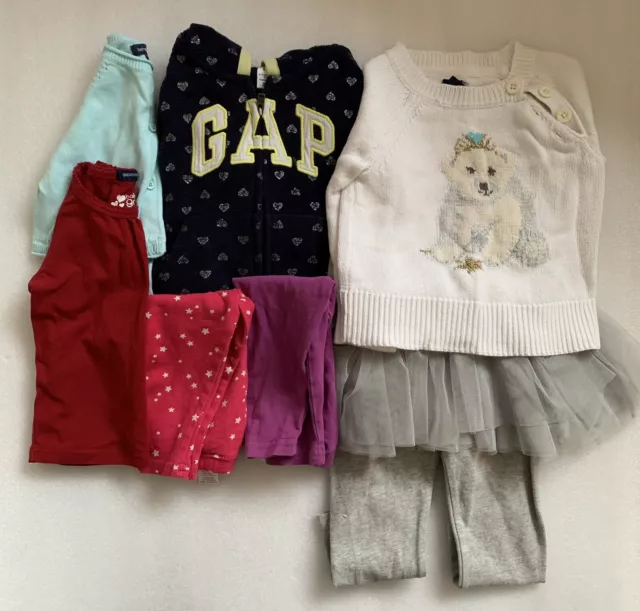 Baby Gap Girls 12-18 Months 7 Piece Bundle, Leggings, Jumper, Top, Hoodie, Cardi
