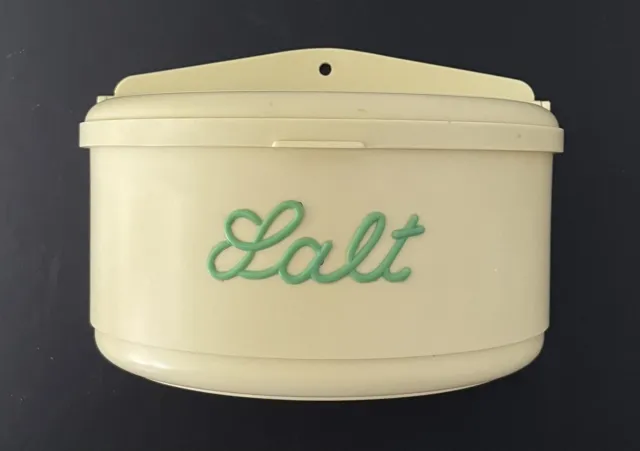 VINTAGE 1950S GENUINE Nally Ware Salt Container. Yellow and Green ...