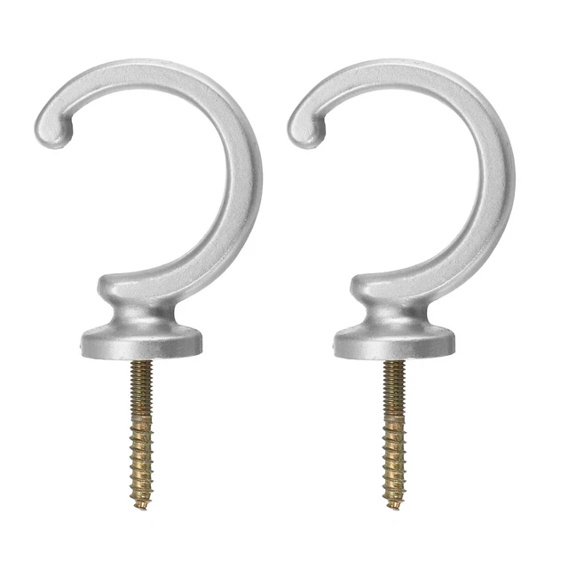 2Pcs Aluminum Alloy Wall Mounted Curtain Holdback Drapery Tieback Hooks, Silver