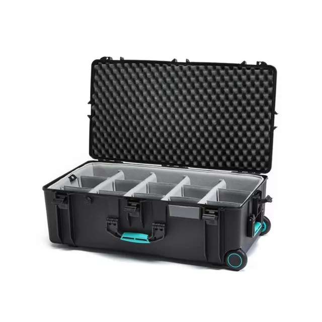 HPRC 2745W Lightweight, waterproof, unbreakable case with dividers and wheels.