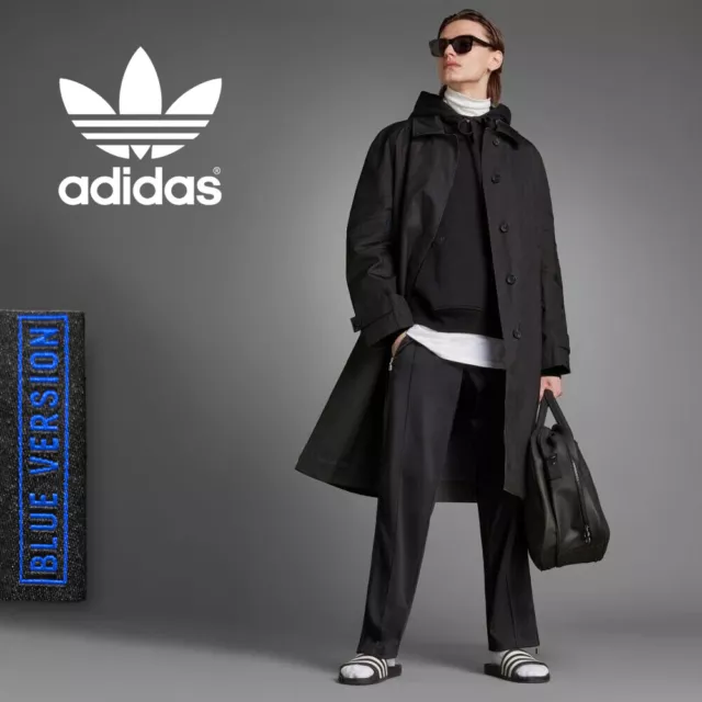 Cappotto nuovo di zecca ~ 280€ adidas Blue Version S-M Techwear nero, giacca lunga, Mackintosh